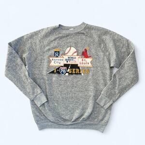 Vintage MLB 1985 World Series I-70s Royals Cardinals Crewneck Sweatshirt Gray XL